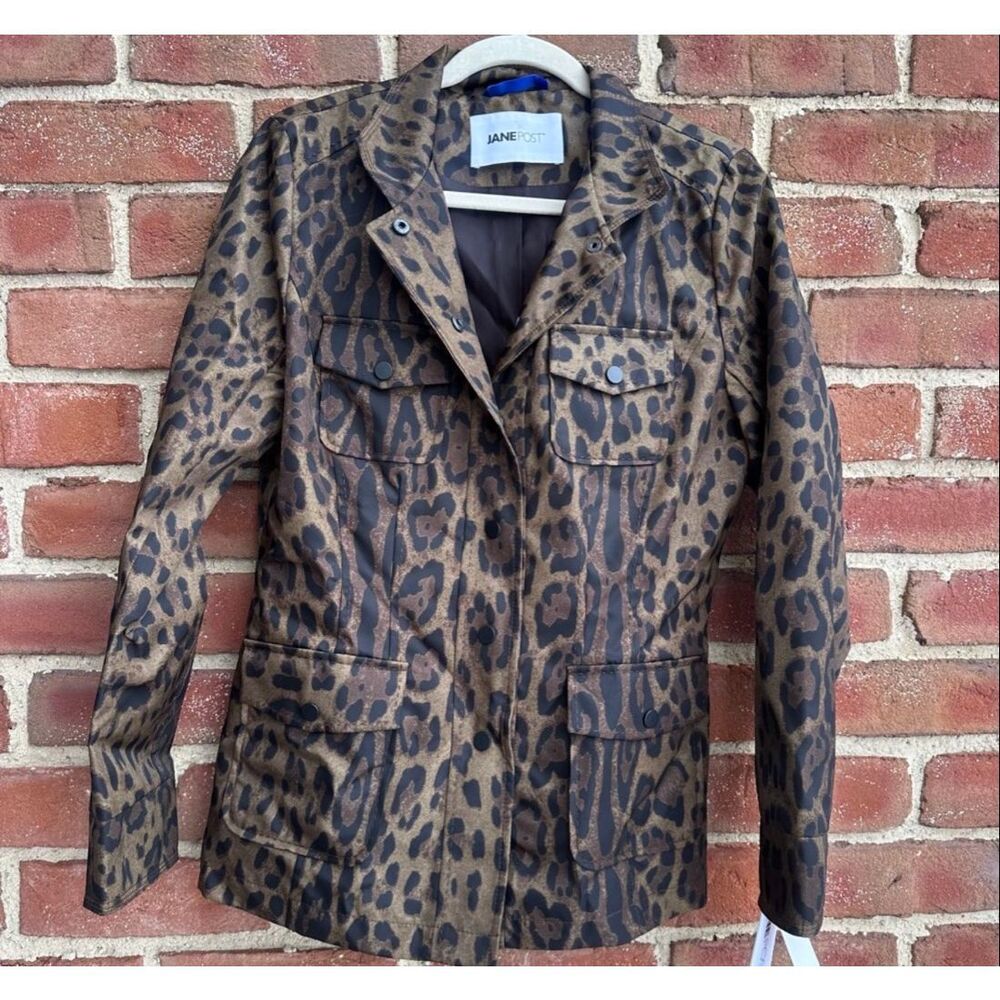 Jane Post $595 Leopard Print Safari Jacket Brown Black Women’s Small NWT